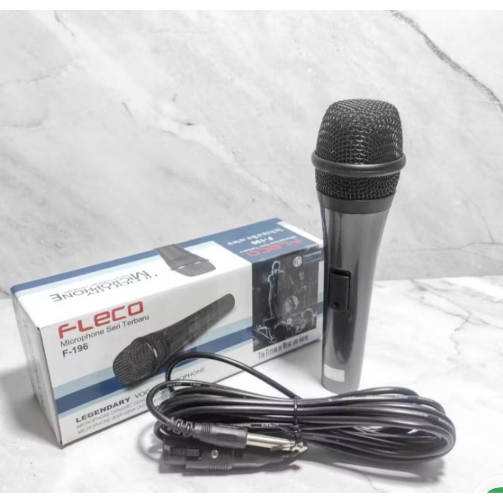 BEST SELLER Mikrofon Karaoke Terbaru Fleco F-196 Panjang Kabel 5 Meter
