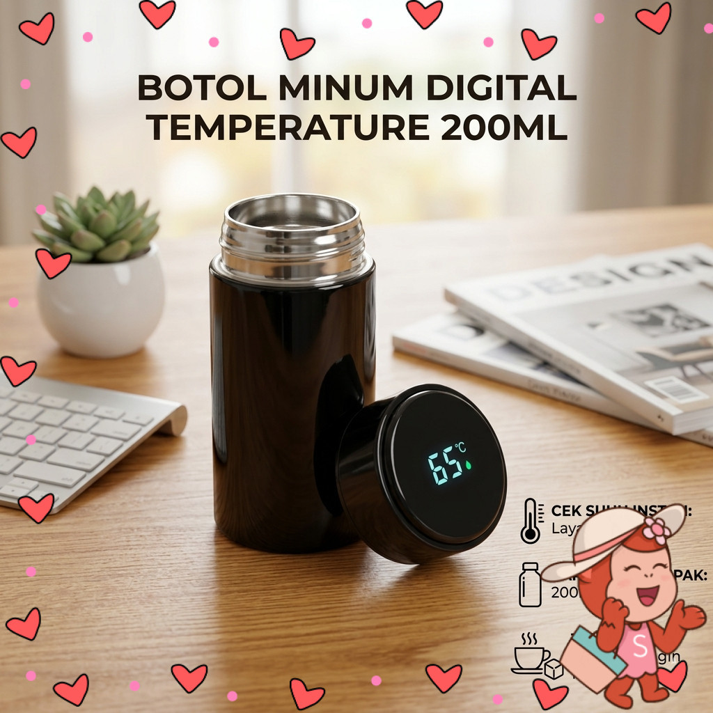 WTRNET Botol Minum Termos LED Digital Temperature Stainless 200ml - LZ120