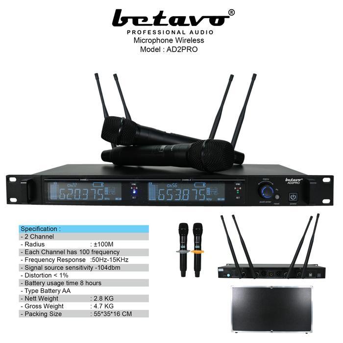 Professional Microphone Wireless Betavo AD 2 PRO HH - Black, Bubblewrap