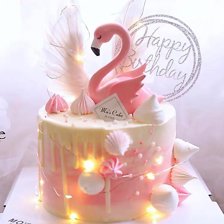 Topper Kue Angsa / Cake Toper Angsa Pink Romantis / Topper Kue Anniversary Angsa Murah