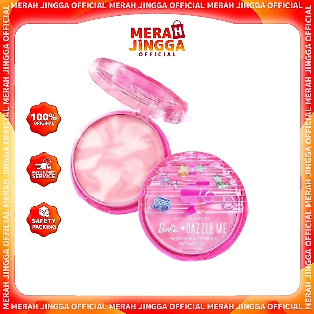 Barbie x DAZZLE ME Better Than Filter HD Invisible Powder 24H Dual Oil Control Merah Jingga Official