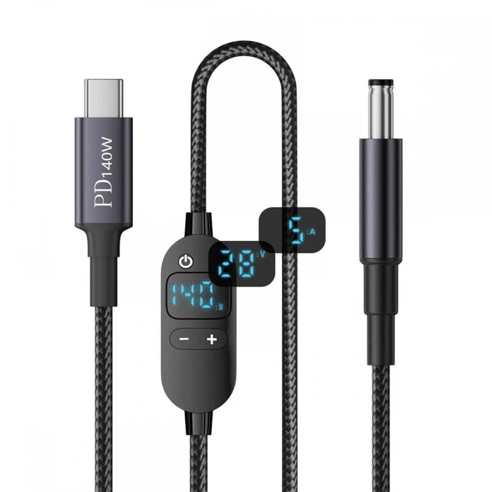 A003 USB C to DC Jack 140W Power Cable Type C USB-C Input to 20V 15V 12V 9V 5V DC 5.5x2.5mm Output P