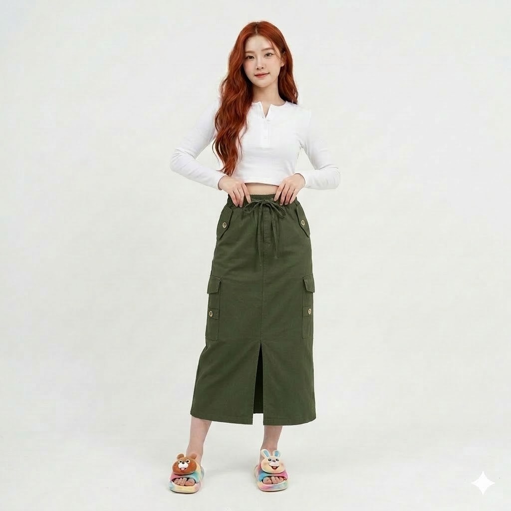 Cheza Rok Cargo - Cargo Rok Twill Strecth Span Skirt Belah
