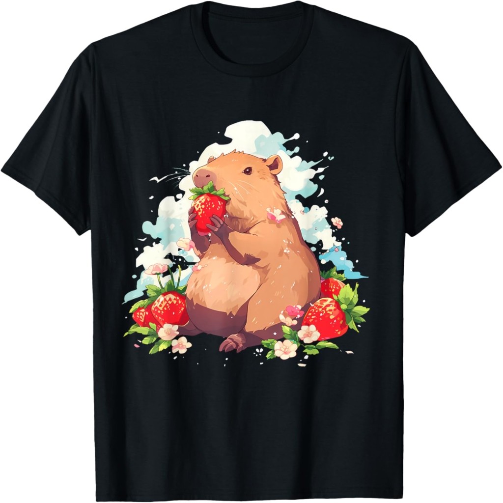 Stberry Capybara Watercolor Cute Capybara Stberries T-Shirt