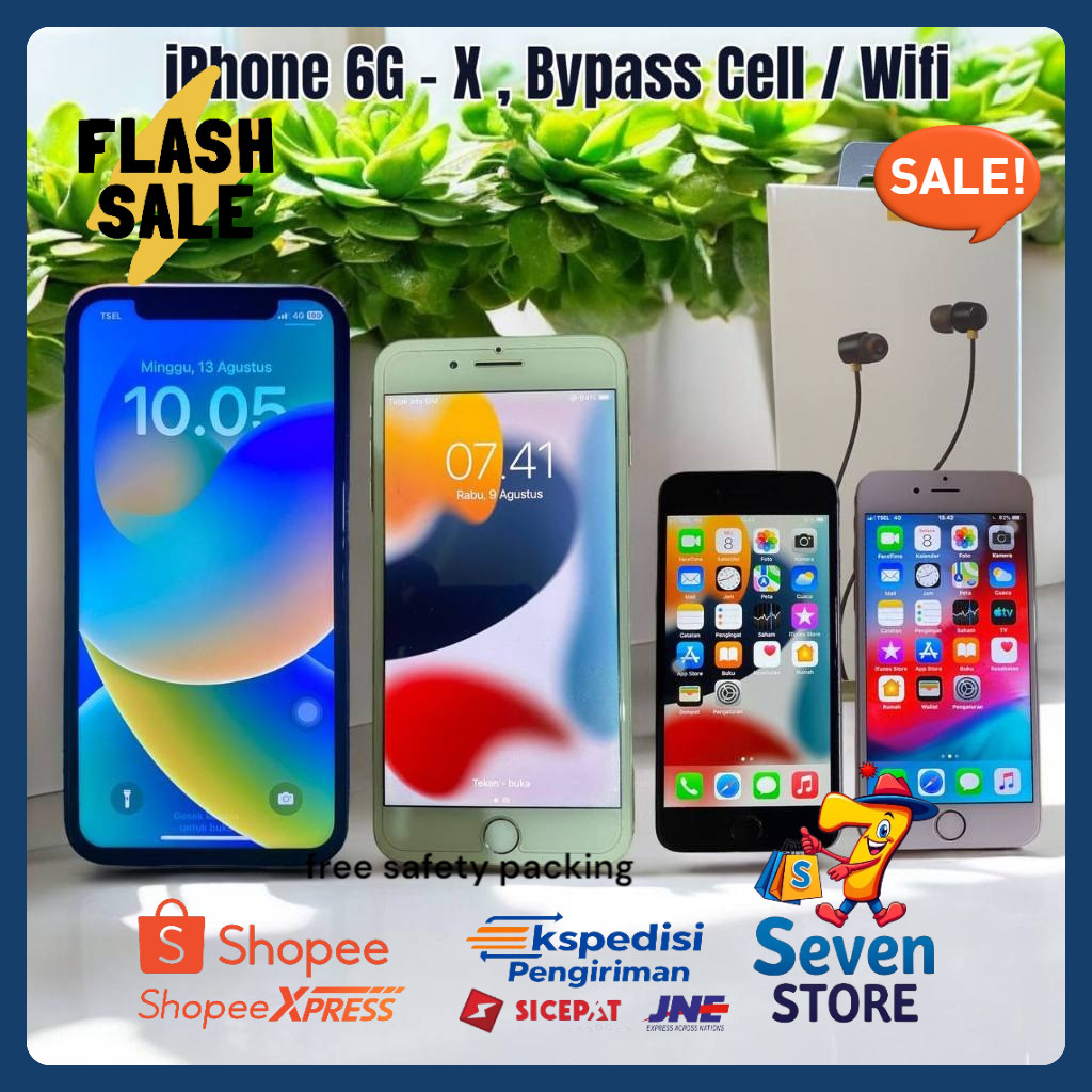 Ip 6g,6s,7g,7plus,8g dan 8 plus / Iphone X Bypass Cell LTE 4G / Wifi Only Second murah