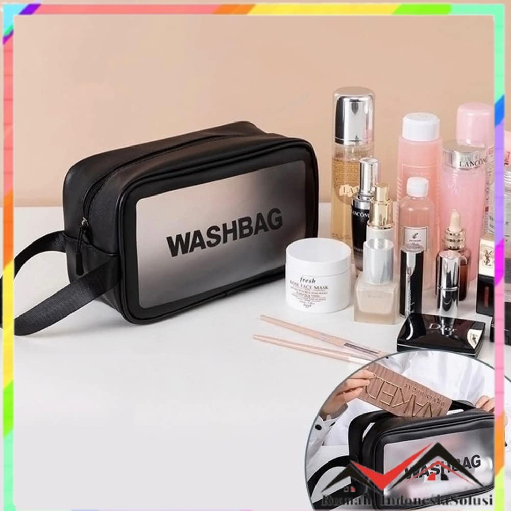 

- WASHBAG Tas Kosmetik Alat Make Up Portable Pouch Korean PVC Size M - B411 -