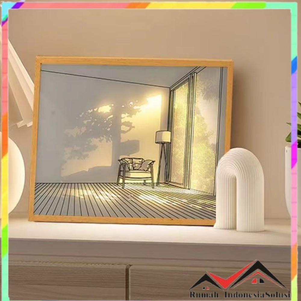 

- INS Lampu Meja Hias 3D Lukisan Kayu Akrilik 3in1 Color Painting LED - DR5W -