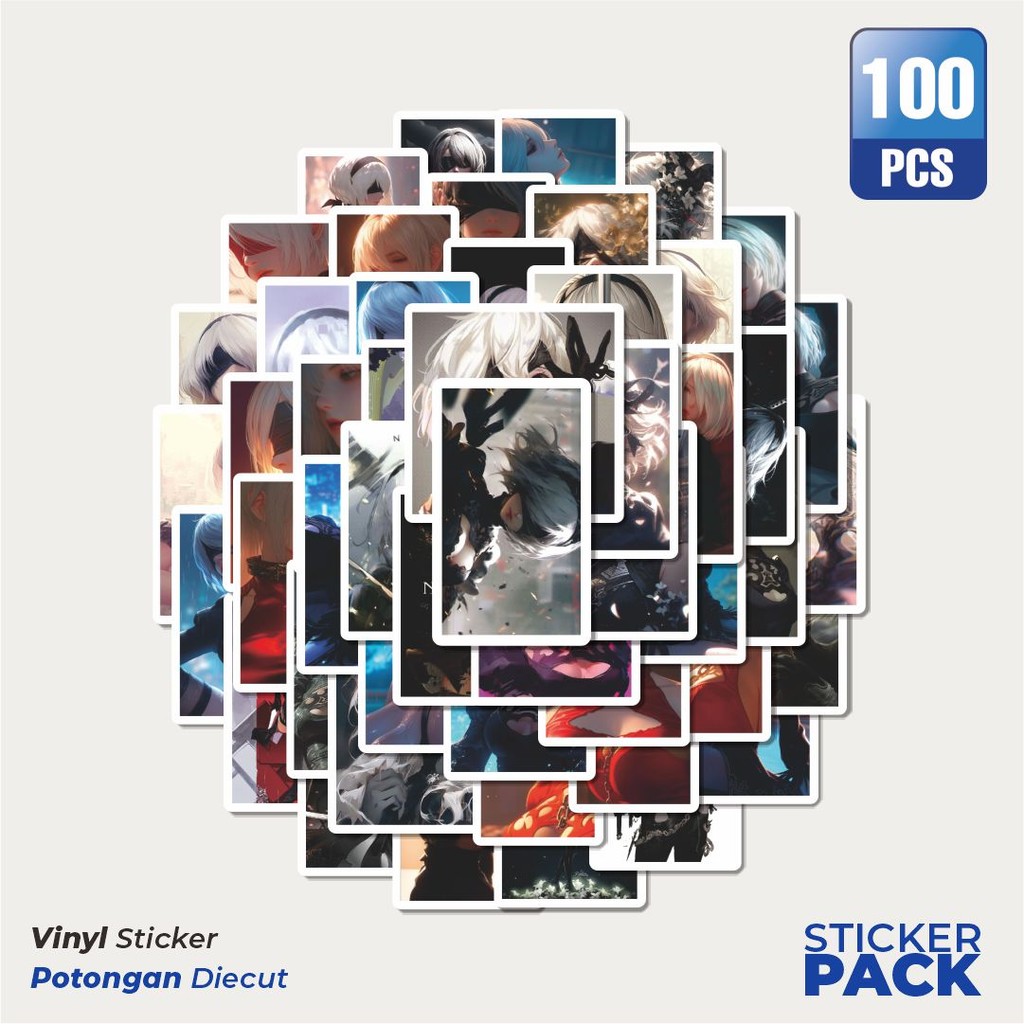 

Stiker Vinyl Stiker Game Nier Portrait Version Waterproof Aesthetic- Untuk Laptop, Motor, dan Helm - Paper Stationery Pack