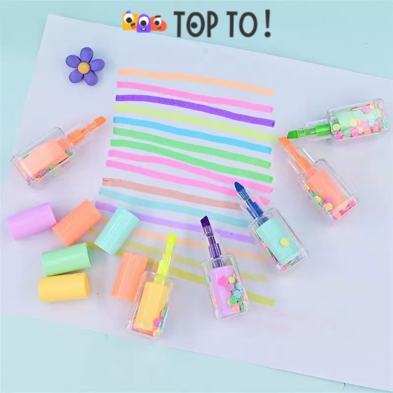 

(1set) Stabilo 6 Warna Bentuk Cat Kuku Highlighter Motif Botol Lipstik Stabilo Highlight Set Lucu Hadir