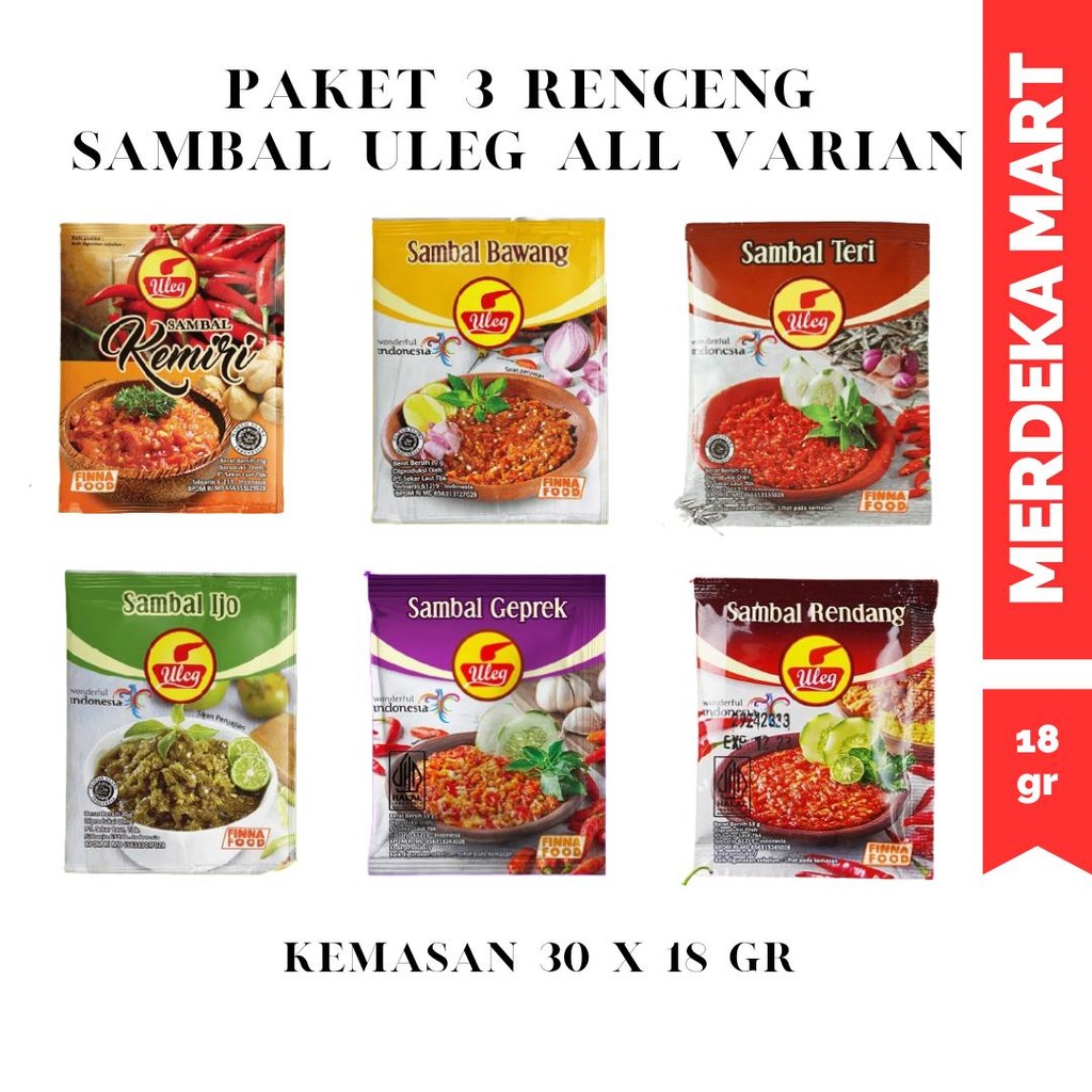 

(30 PCS) FINNA SAMBAL ULEG ALL VARIAN 3 PACK 18 GR