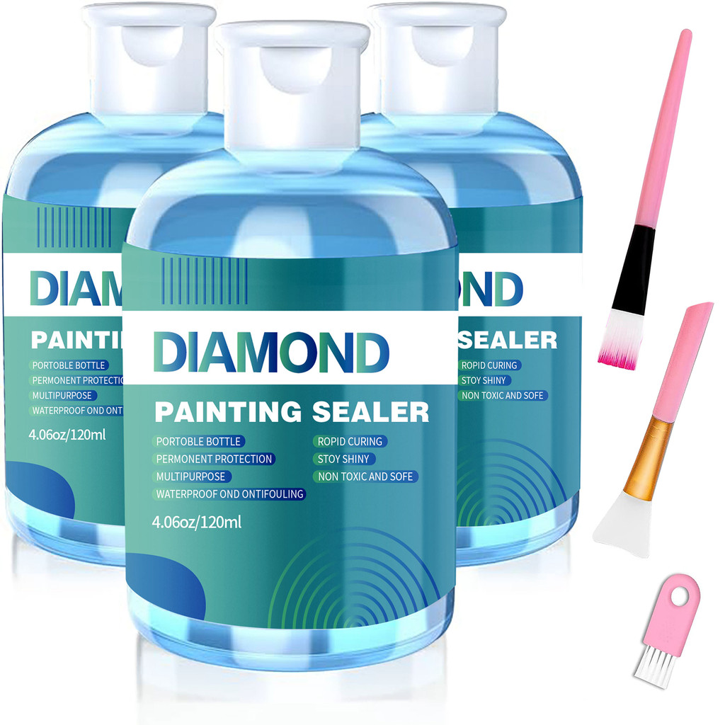 

Diamond Painting Sealer Kits 120ML with 3 Pcs Brushes,Diamond Art Sealer Puzzle Glue Diamond Painting Accessories and Tools for
