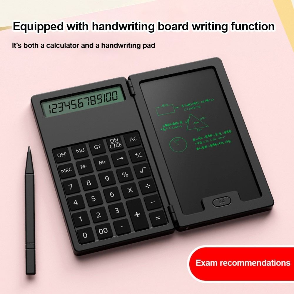 

Mini Foldable 12-git Scientific Calculators with 5In LCD Notepad Writing Pad With Stylus For Students Office