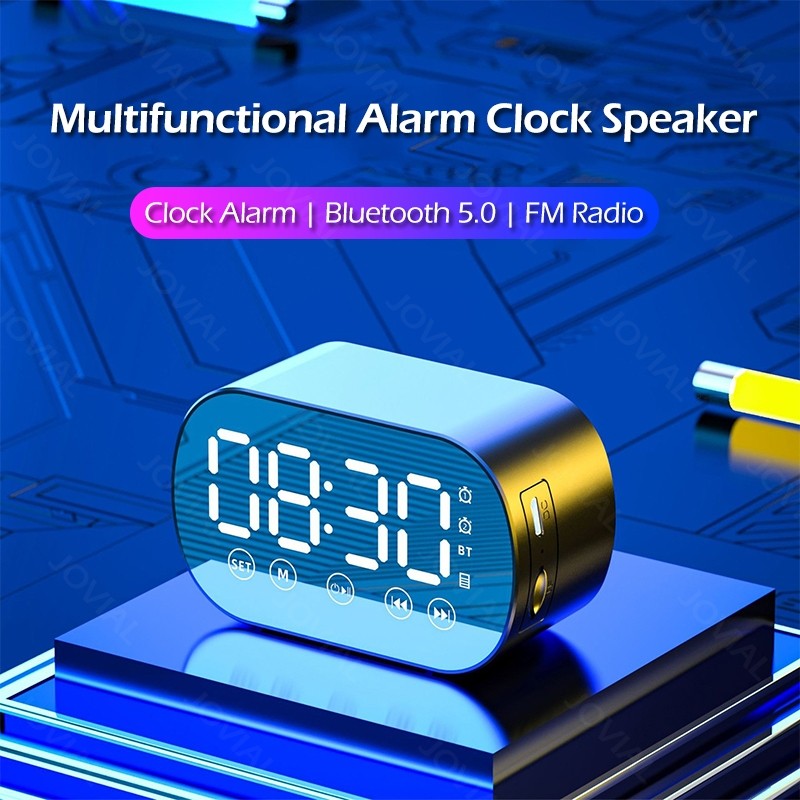 Portabel S15 Speaker Bluetooth Bass Jam Alarm Cermin Spiker Bluetooth Musik Box Subwoofer Panggilan 