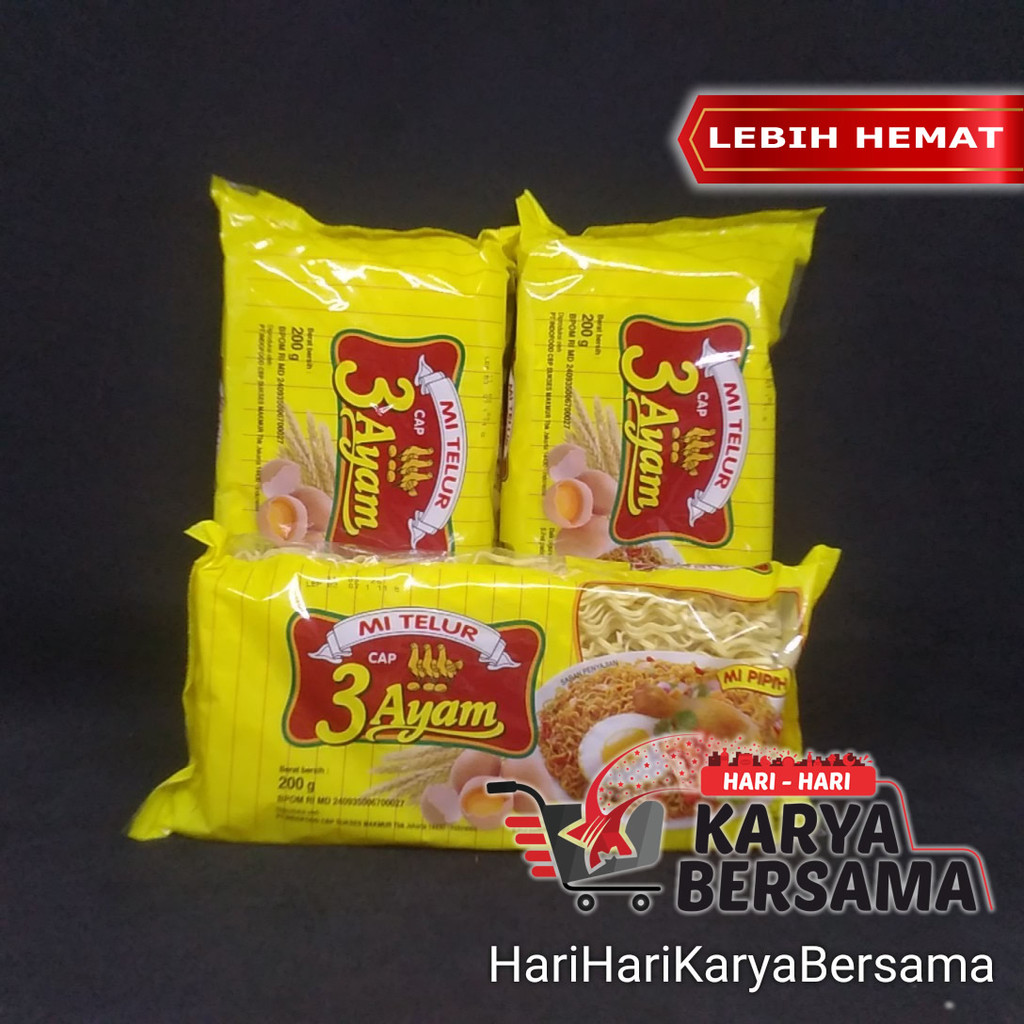 

MAKANAN MIE INSTAN CAP 3 AYAM MI TELUR KUNING PACK 3'S X 200GR