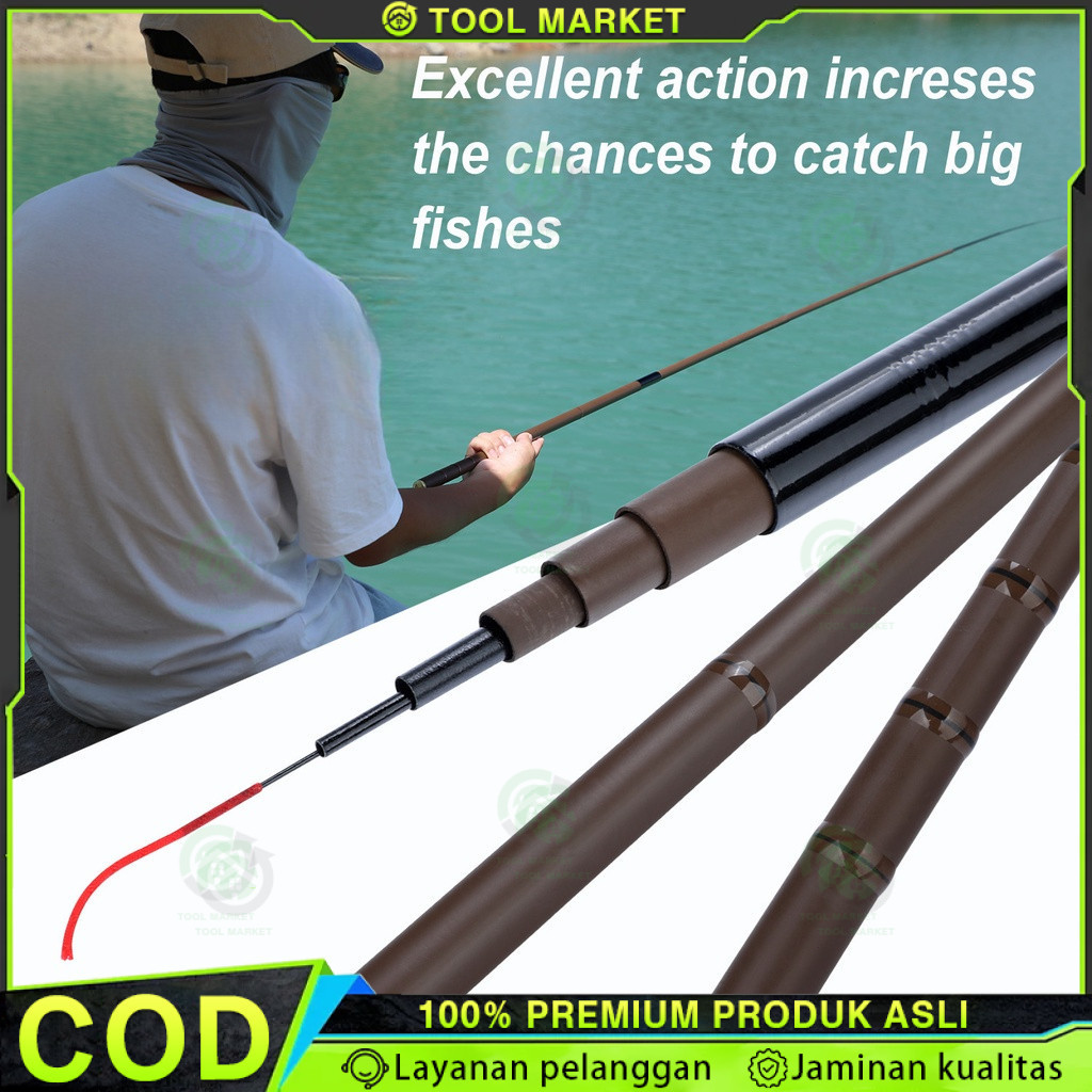 4.5M Joran Tegek Carbon Medium Hard/Joran Pancing Portabel Teleskopik Joran Pancing Joran Tegek Tong