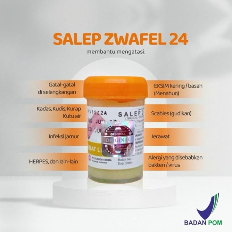 BPOM Salep Gatal Zwafel 24 Orginal Obat Gatel Selangkangan Skabies Eksim Biang Keringat Scabies