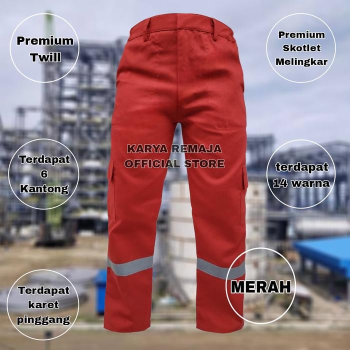 Wearpack safety model celana wearpak Celana Proyek celana bengkel - Merah, 30