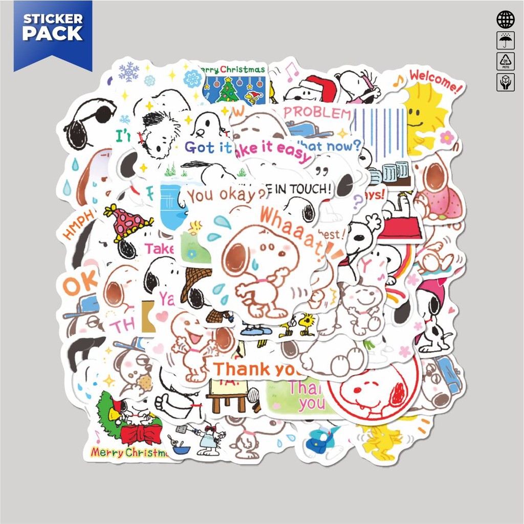 

[100PCS]Stiker Pack Stiker Kartun Snoopy V15 Aesthetic Vinyl Anti Air Dekorasi Sticker Laptop Buku Journal Koper Helm Casing HP Gitar Helm Skateboard