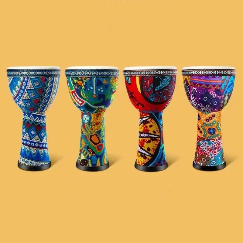 8 Inch Portable African Drum Djembe Hand Drum with Colorful Art Patterns Percussion Musical Instrume