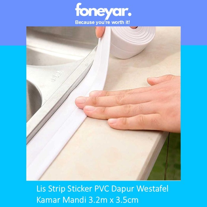 Lis Strip Sticker PVC Dapur Westafel Kamar Mandi 3.2m x 3.5cm
