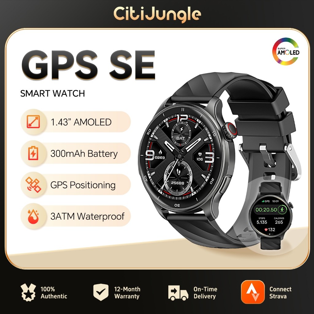 Citijungle Smartwatch GPS SE 1.43” AMOLED IP68 Waterproof Bluetooth 5.3 Kompas Tekanan Udara