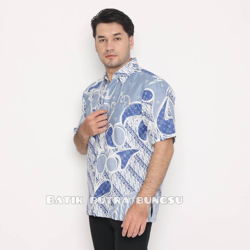 [FULL FURING] ANTASENA BIRU KEMEJA BATIK PRIA LENGAN PENDEK PREMIUM BATIK PRIA ANAK MUDA KATUN HALUS