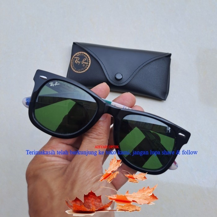 kacamata rayban wayfarer motif peta size 50 black glossy