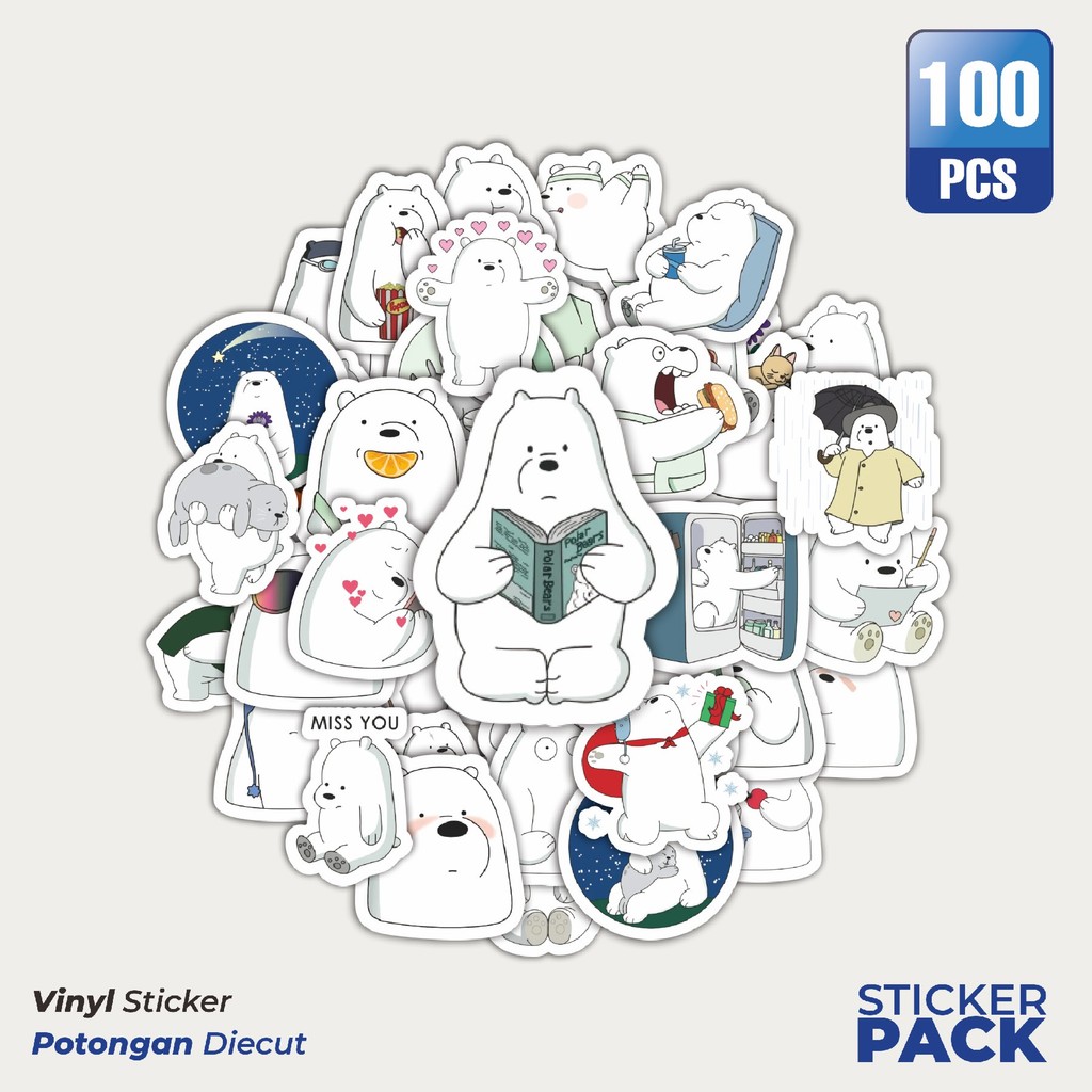 

Stiker Vinyl Funny Character We Bare Bear The Ice Bear Only Waterproof Aesthetic- Untuk Laptop, Motor, dan Helm - Paper Stationery Pack