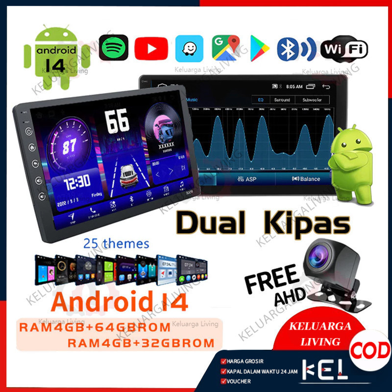 Dual Kipas 8g+128g Ips Screen Head Unit 7/9/10 Inch Car Android 14 Navigasi Untuk Toyota Daihatsu Mi