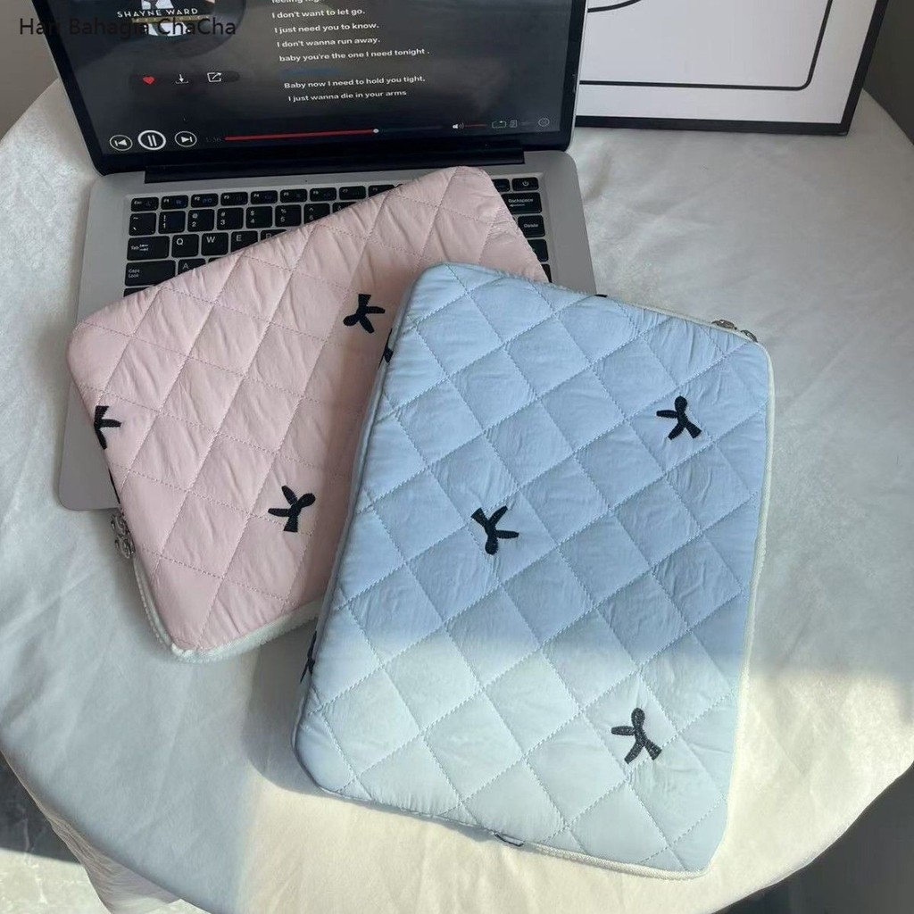Tas Tablet 14 Inch ＆ 11 Inch: Tas Inner Laptop Bordir Cantik, Busa Anti Getar, Pita Motif