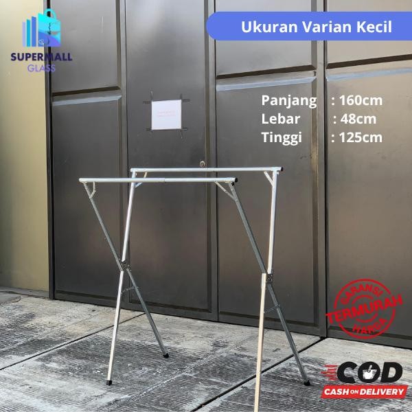 TP [Super Mall] COD Jemuran Baju Adjustable Lipat Stainless Steel 160 200 240 Cm Hanger Pipa Pakaian