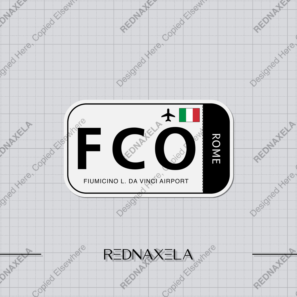 

Stiker Vinyl Fiumicino Leonardo da Vinci Airport Code FCO Sign Sticker