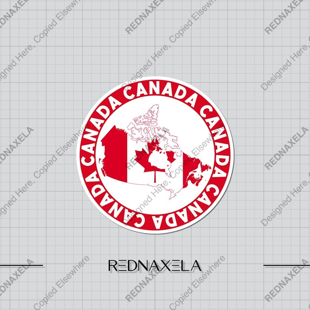 

Stiker Vinyl Canada Round With Flag Map Stiker Koper Outdoor Travel Sticker