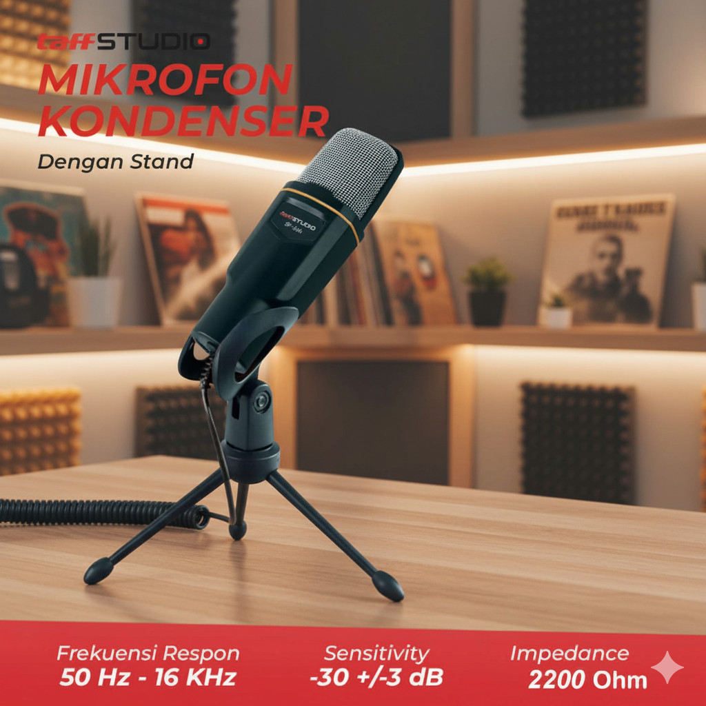 COD 1 Set Microphone Mic Condenser Kabel Jack 3.5mm Universal Untuk Studio Recording Content Creator