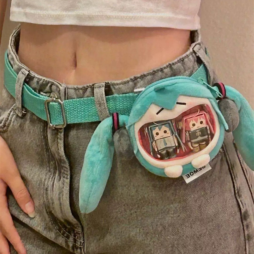 

Cute Hatsune Miku Anime Multi Functional Plush Mini Plush Bag Kawaii Headphone Bag Pocket Coin Purse Girl Gifts