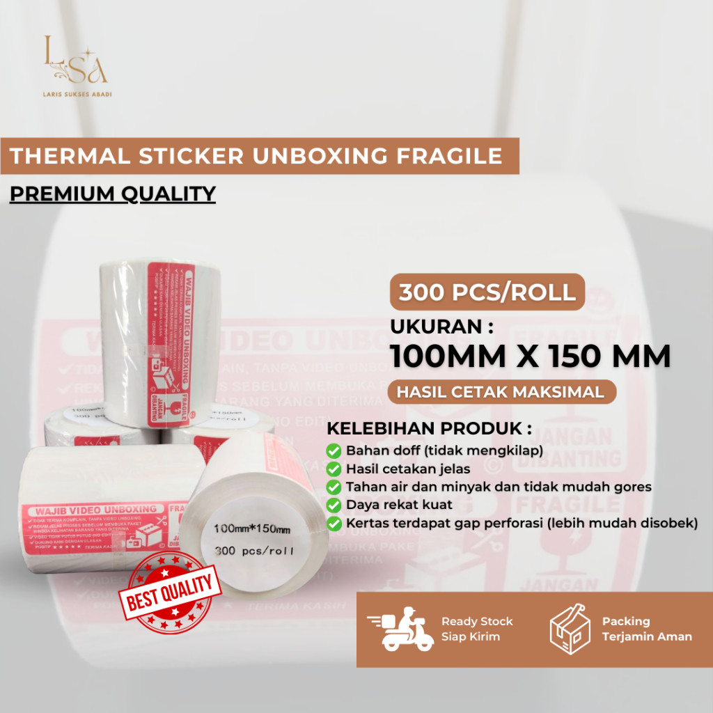 

THERMAL STICKER UNBOXING FRAGILE 100*150*300PCS