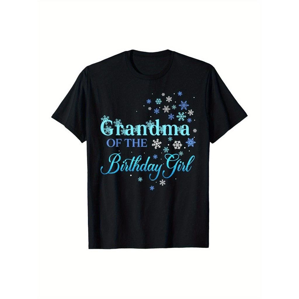 Kaos Nenek Ulang Tahun - Bahan Katun 100%, Desain Snowflake, Lengan Pendek, Hadiah Sempurna untuk Ne