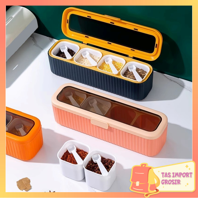 Tas Import -  H6715 Kotak Penyimpanan Bumbu Dapur Minimalis / Set Tempat Bumbu Dapur Serbaguna /  Te