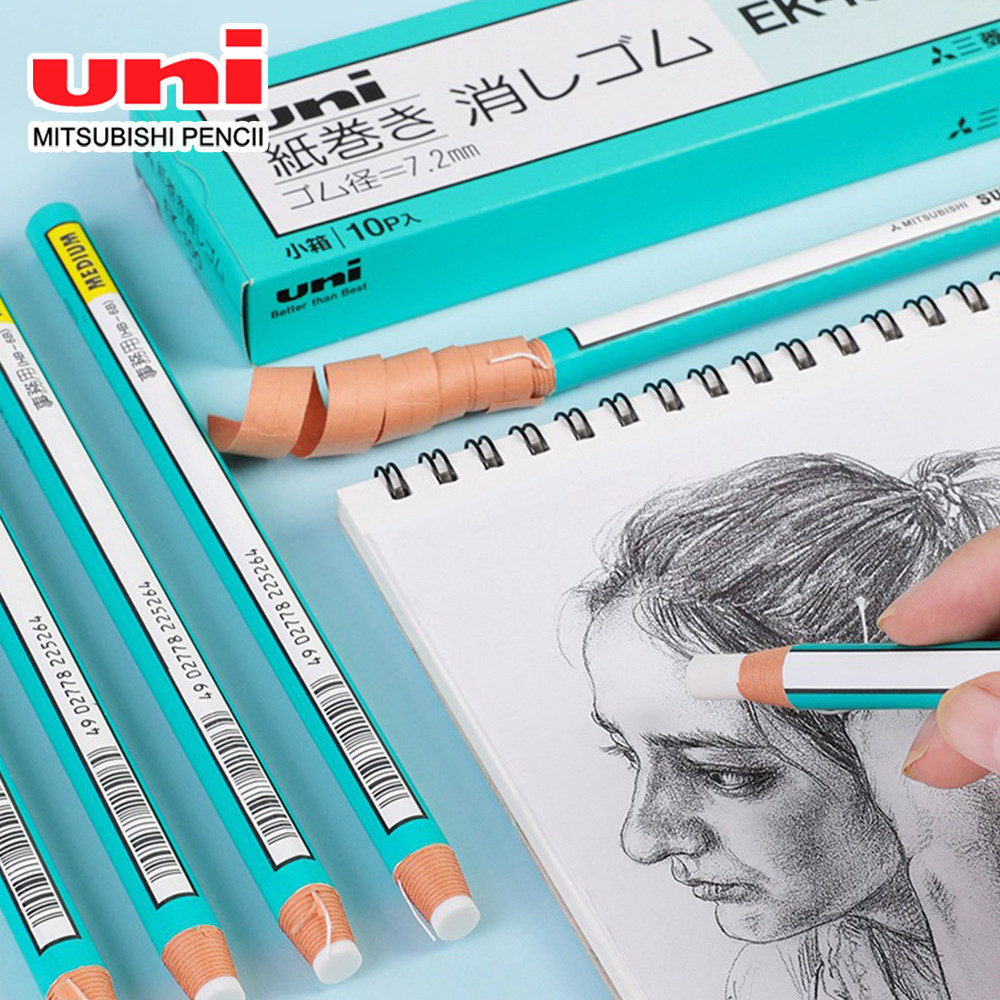 

3/5/10pcs Japan UNI Eraser Pen Style Hand Tear Roll Paper Pencil Eraser Clean Painting Sketch Highlight EK-100 4B Art Supplies