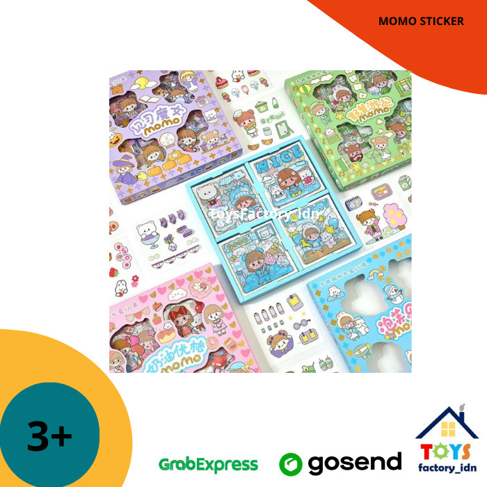 

Sticker Momo Aesthetic Motif Kartun Korea Lucu Anti Air Dekorasi Handbook Scrapbook DIY 100 Lembar