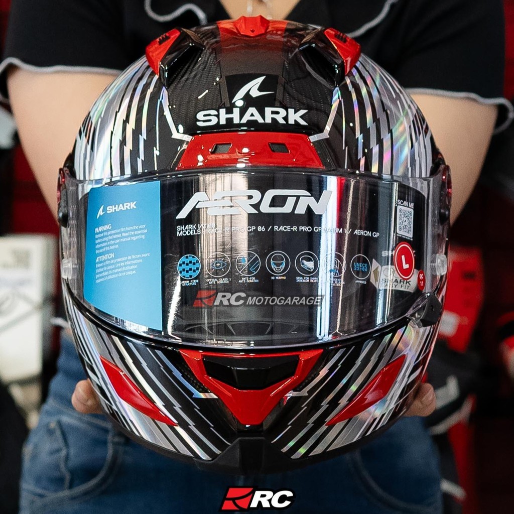 Helm Motor Full Face - Shark Aeron Edgy Red Original