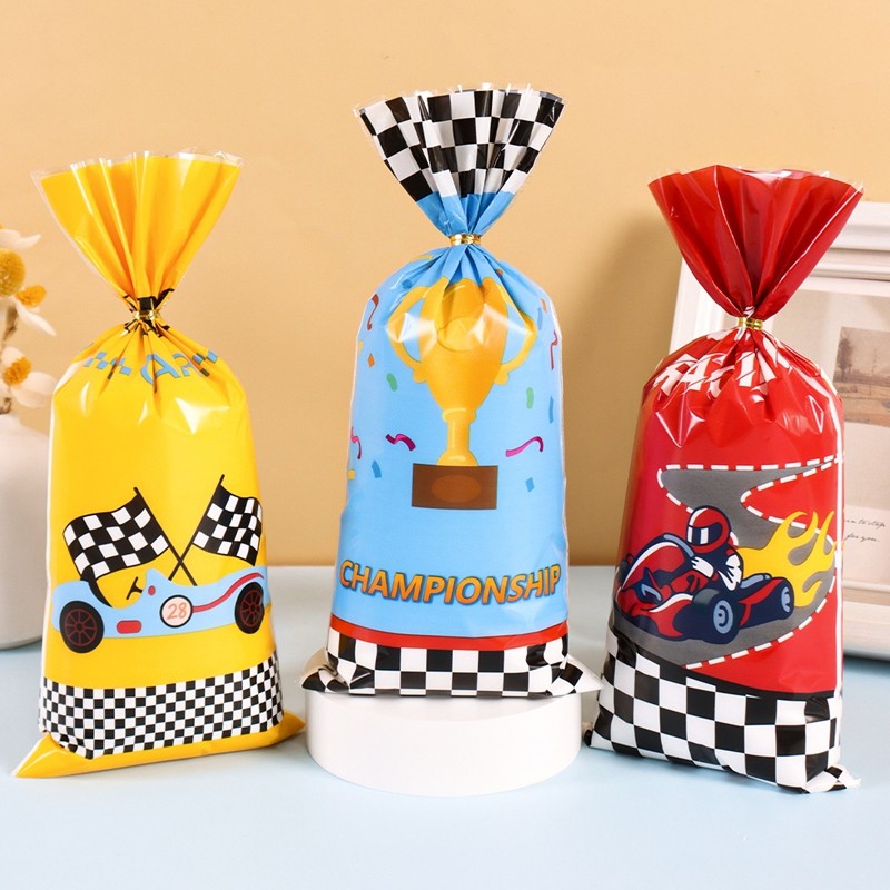 

25/50pcs Racing Car Theme Gift Bags, Race Car Party Supplies for Candy Gifts Goodies Treats Boys Birthday Party Favor Candy Bags
