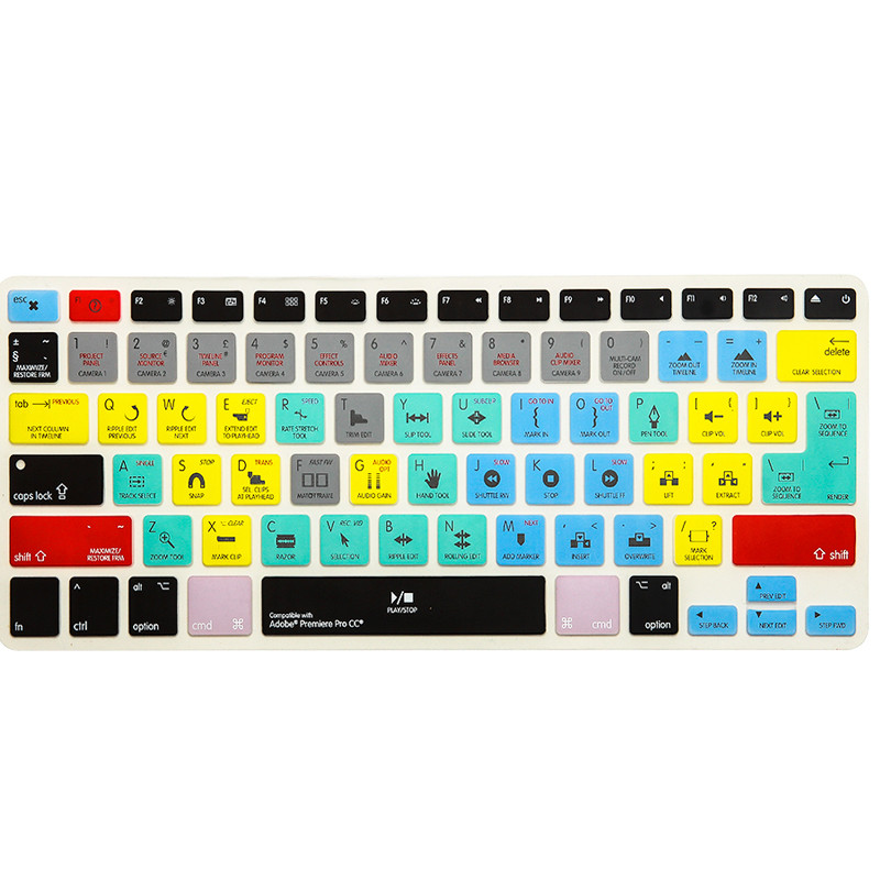 For apple final cut pro Shortcut Keyboard Cover For Macbook  Air Pro 13 15 17(before 2017) Adobe Pre