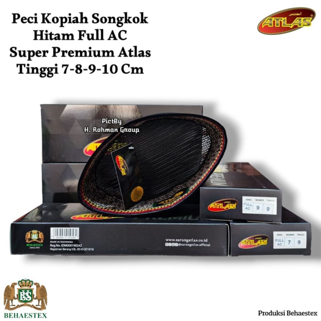 Peci Songkok Hitam - Peci Hitam Atlas Full AC - Peci Atlas Premium Original - Songkok Atlas Premium 