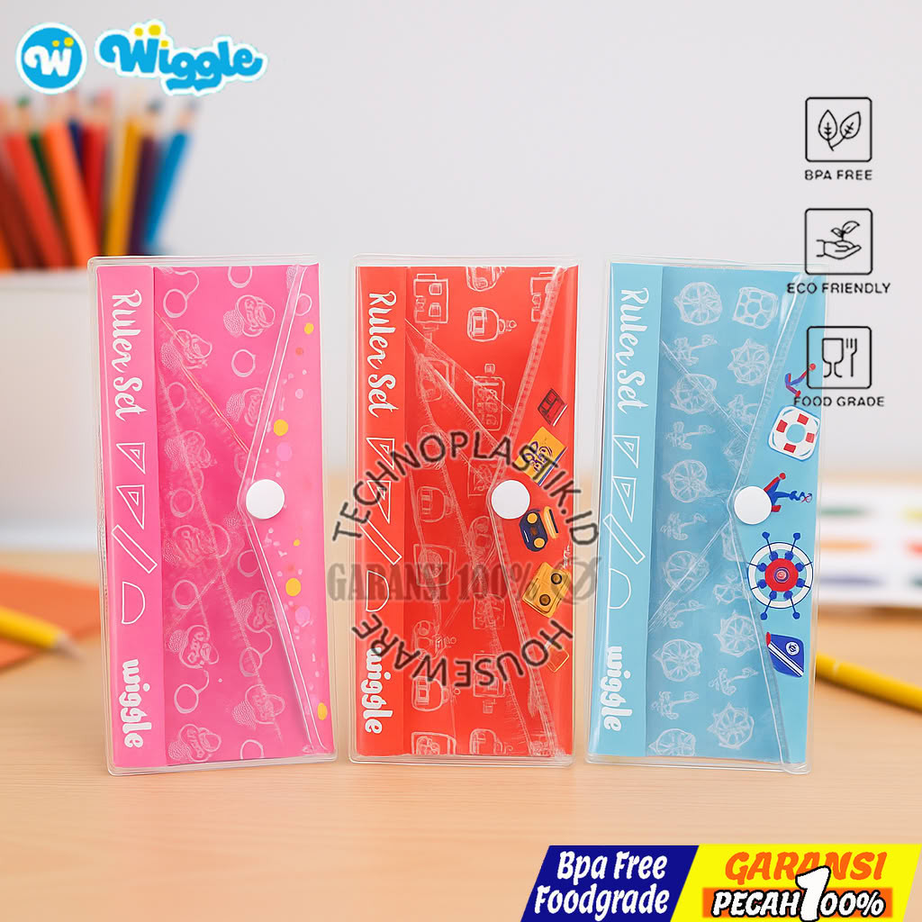 Set Penggaris Wiggle 4 in 1 Motif Nautical / Cupcake / Robot