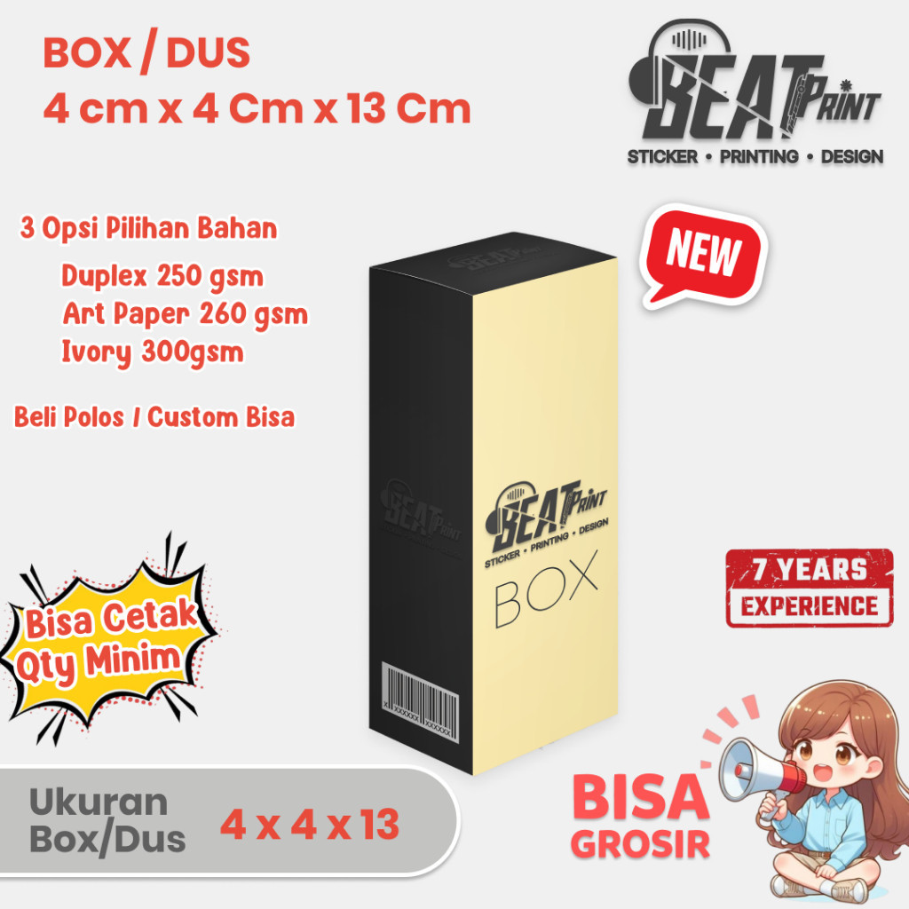 

Box Custom 60 ml / Box Custom Full Colour 60 ml ukuran 4 x 4 x 13 cm