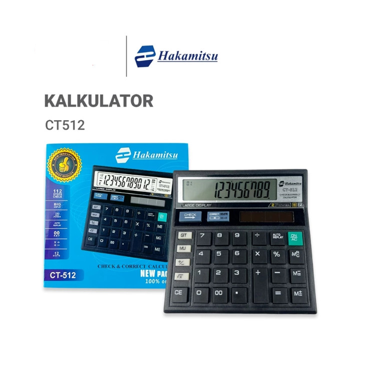 

Kalkulator Hakamitsu CT-512 12 Digit / Calculator Check & Correct Dual 2 Power