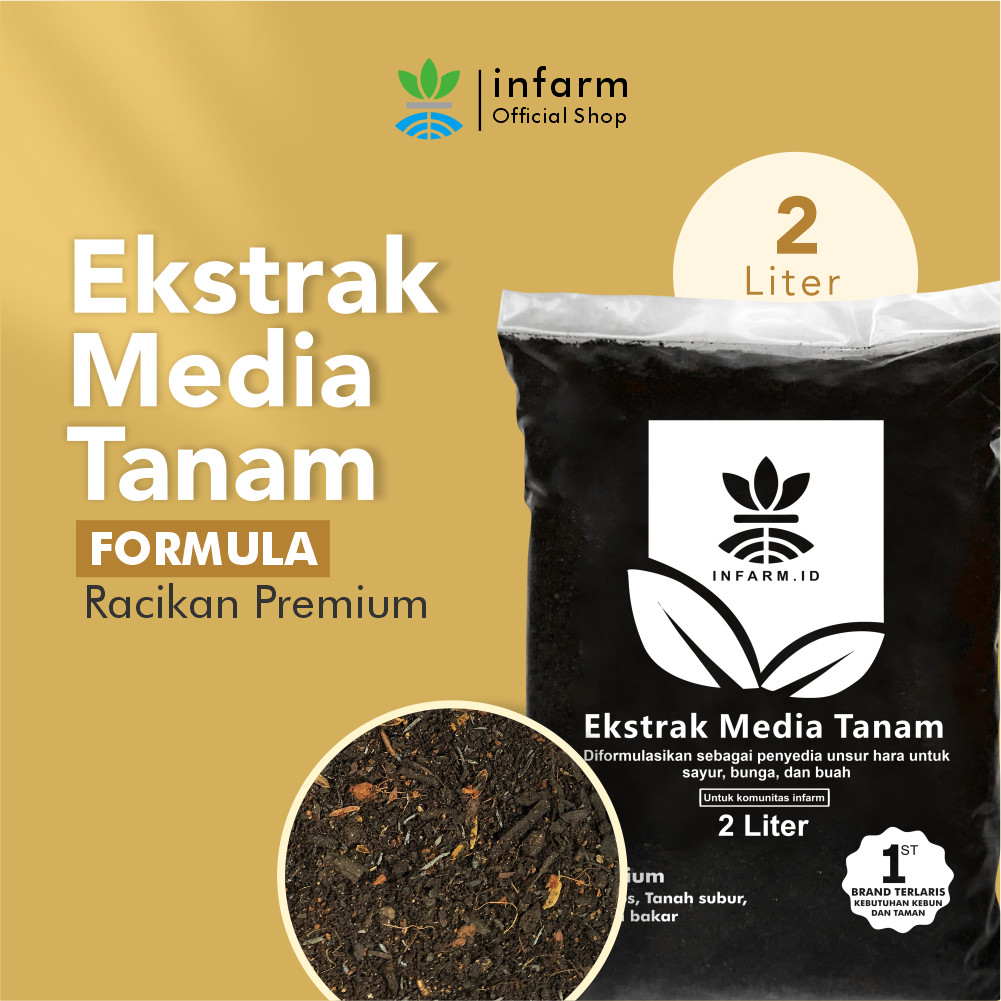 INFARM - Ekstrak Media Tanam Organik / Hidroponik Tanaman 2 liter Gratis Label Tag Tanaman, Ekstrak 