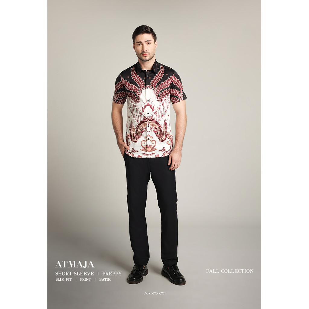 MOC - Kemeja Batik Pria Lengan Pendek Atmaja - Maroon
