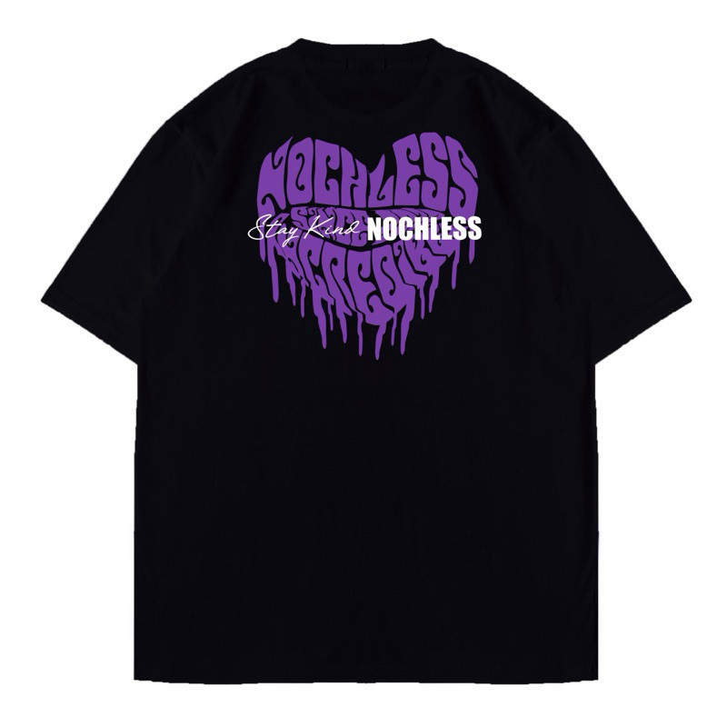 Kaos NOCHLESS - T-SHIRT BLACK STAY KIND LOVE, UNISEX - Katun 24S
